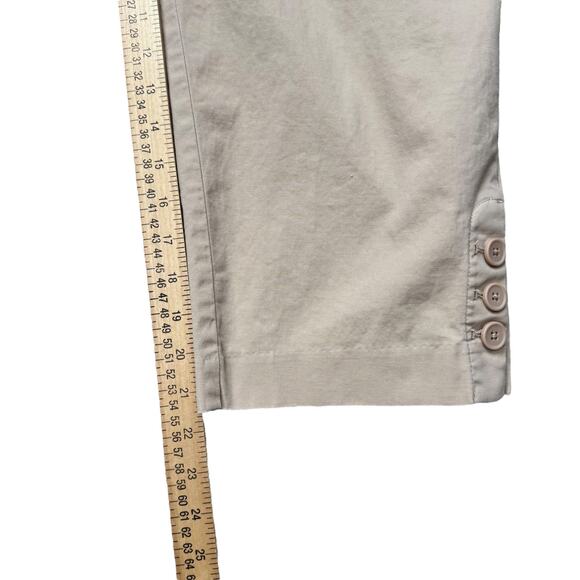 Talbots Capri Pants Women's 16 Tan Cropped Chino Casual Coastal Button Detail - Picture 7 of 8